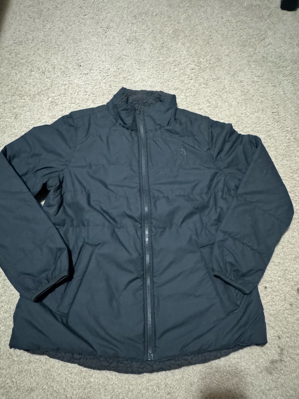 Women's Navy Blue Puffer Jacket - Lightweight Cold-Weather Coat